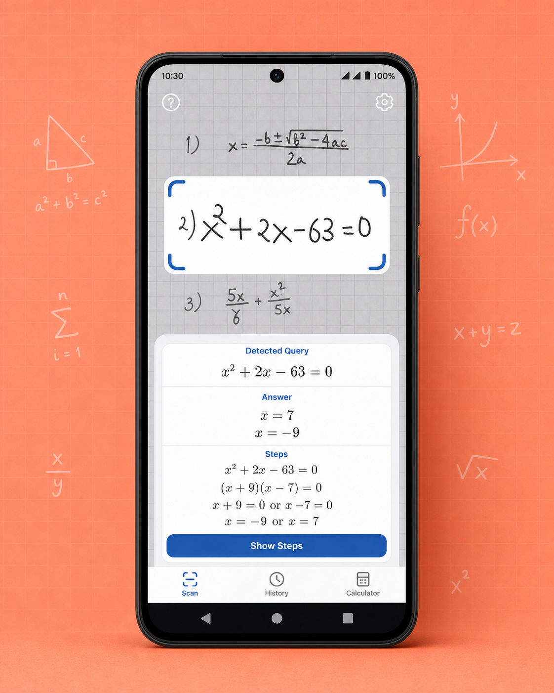 AI Math Scanner Android app interface
